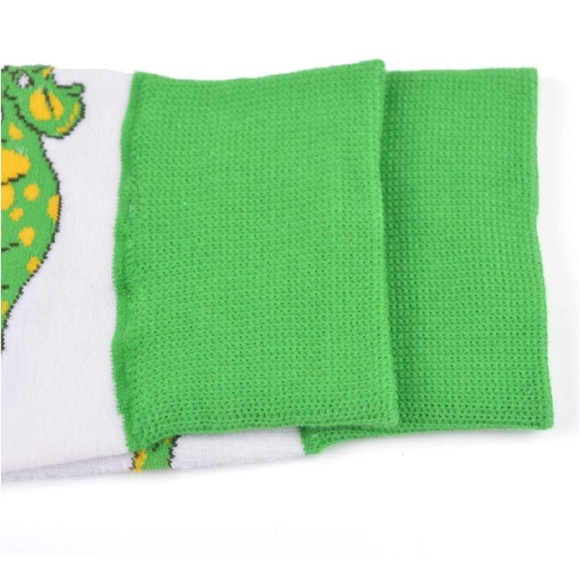 Mens Novelty Dinosaur Triceratops Crew Socks Green - Picture 2 of 4